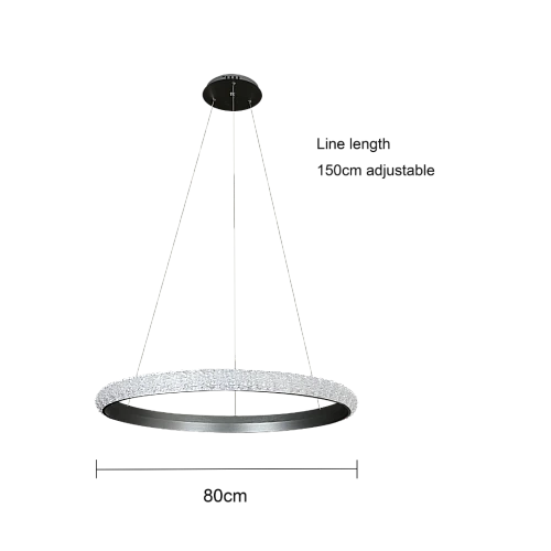 نجف مودرن حلقة فضي لون الانارة اصفر 60 واط قطر 800 ملم