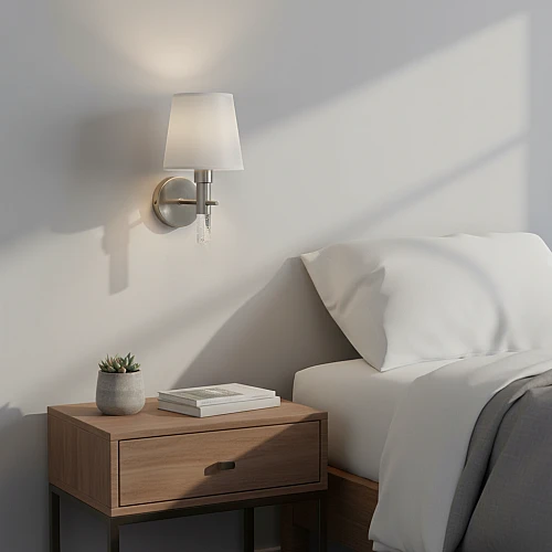 إضاءة ابليك حائط مفرد مودرن طربوش فضي لون الانارة شمسي E14*1L