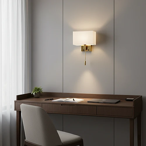 إضاءة حائط مودرن ذهبي لمبة موجهة للقراءة لون الانارة اصفر و قاعدة لمبة تركيب رئيسية E27*1L
