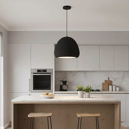 نجف مودرن اسود مع ابيض مترين E27*1