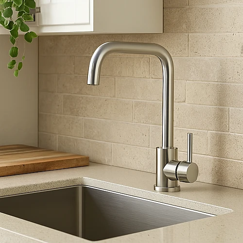 خلاط مجلى مستقيم ستانلس ستيل كروم مع ليات