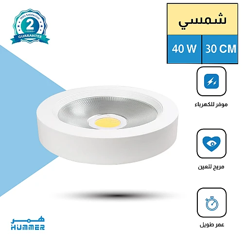 كشاف لطش COB لون الانارة شمسي كريمي 30 سم 40 واط