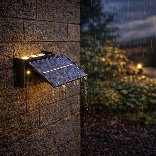 كشاف بوابة خارجي تعمل بالطاقة الشمسية مع حساس ضوء لون الانارة اصفر 6 واط