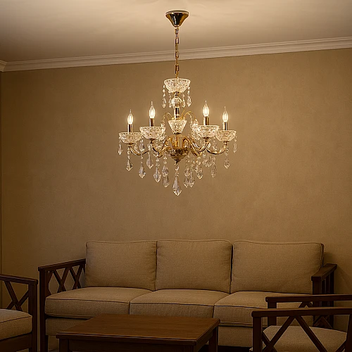 نجف مودرن شمعدان ذهبي + فضيE14*5