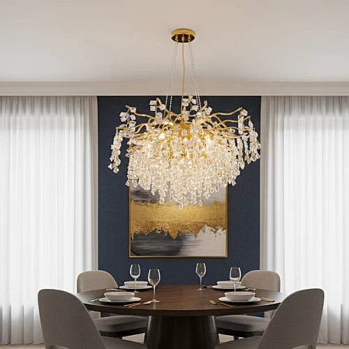 نجف قروش مودرن ذهبي + شفاف E14*13 مقاس 800 ملم