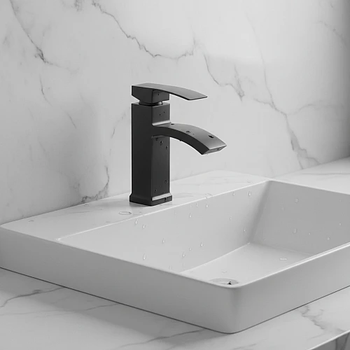 خلاط مغسلة قصير شلال اسود مع ليات خلاط مغسلة قصير شلال اسود مع ليات