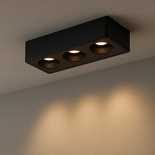 جرم لطش سلندر مانع للتوهج ثلاثي مستطيل اسود GU10