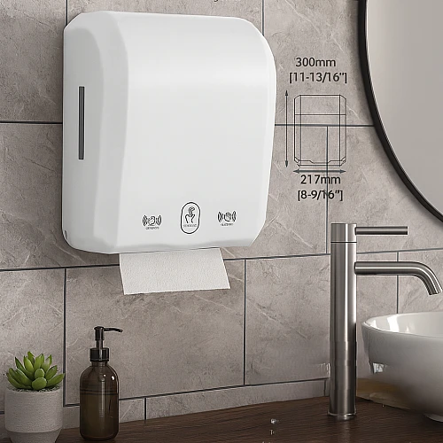 موزع مناديل وراقة يعمل بالمستشعر سنسر تلقائي فاخر لون ابيض يعمل بالبطارية او محول 