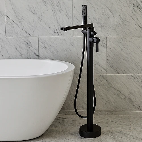 خلاط بانيو ارضي مدور ارتفاع 1.5 متر اسود