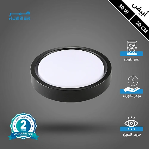 كشاف لطش بنل مجوف اسود لون الانارة ابيض 30 واط