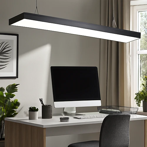 كشاف بنل مكتبي معلق أو لطش غطاء اسود لون الانارة ابيض 60 واط طول 120 سم