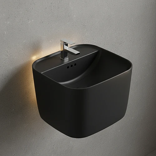 مغسلة تعليق مربع كامل اسود (تُضاف رسوم الأوزان الثقيلة)