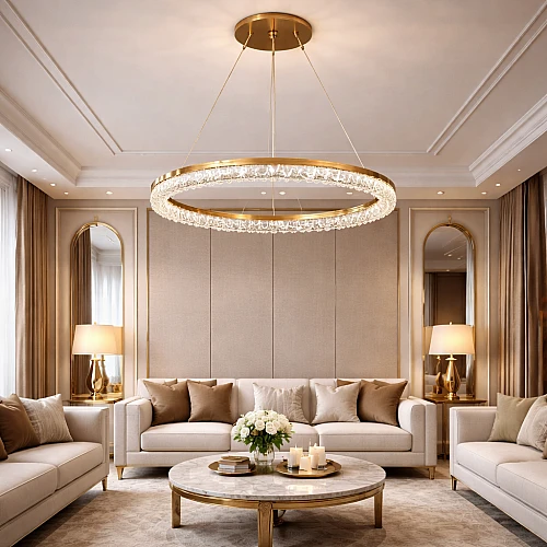 نجف مودرن ذهبي لون الانارة 3اضاءات 55 واط مقاس 80 سم