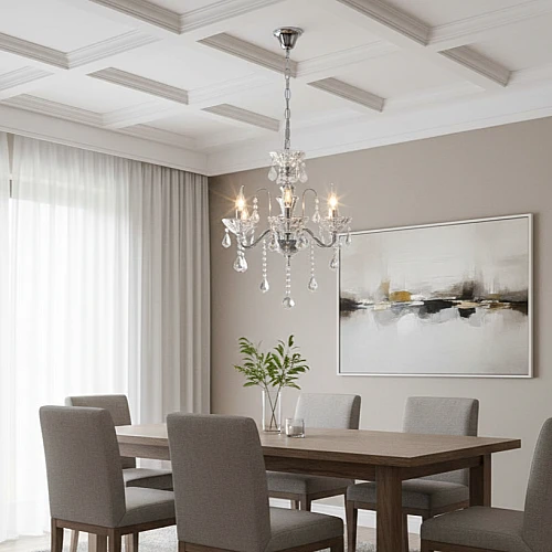 نجف مودرن شمعدان فضي مع شفاف E14*3