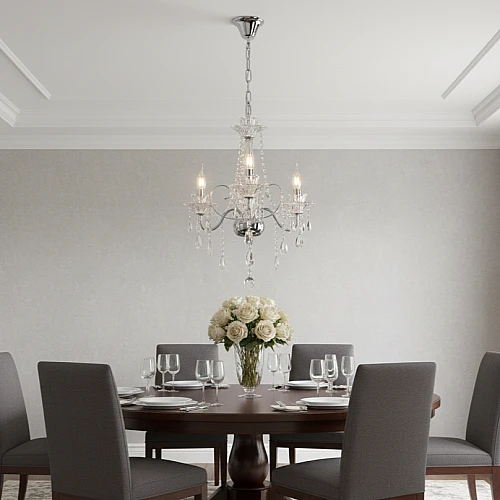 نجف مودرن شمعدان فضي مع شفاف E14*3