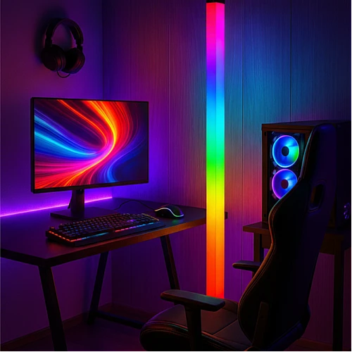 مصباح استاند ارضي مفرد اضاءة ذكية تحكم عبر الهاتف او ريموت متعددة الألوان طول 150 سم