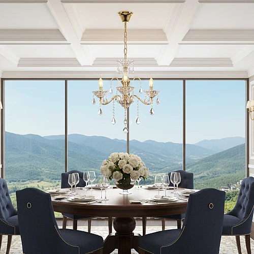 نجف مودرن شمعدان ذهبي + فضيE14*3