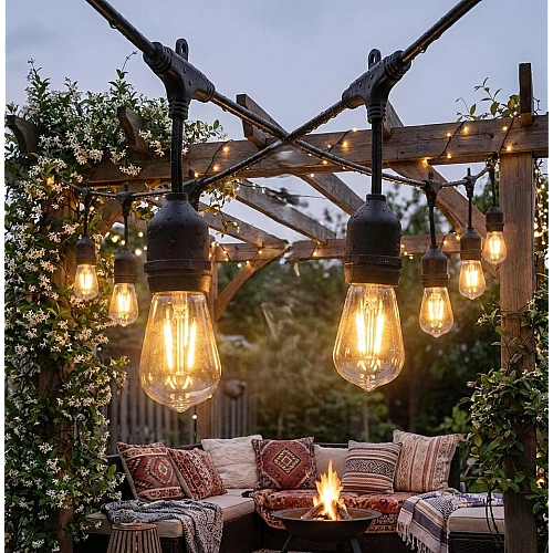 سلك هولدر عقد بطول 25 متر لون اسود مناسب زينة رمضان 2 لمبة لكل متر مجموع 50 لمبة قاعدة E27