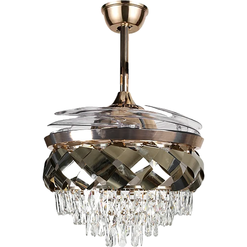 نجف مروحة ذهبي لون الانارة 3 اضاءات 75 واط مقاس 500 ملم