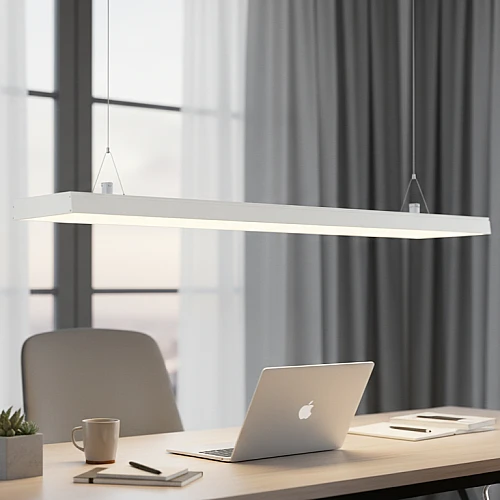 كشاف بنل مكتبي معلق أو لطش غطاء ابيض لون الانارة ابيض 60 واط طول 120 سم