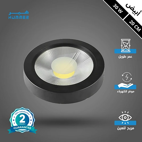 كشاف لطش COB اسود لون الانارة ابيض 20 سم 30 واط
