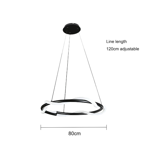 نجف مودرن اسود لون الانارة اصفر 36 واط قطر 80 سم