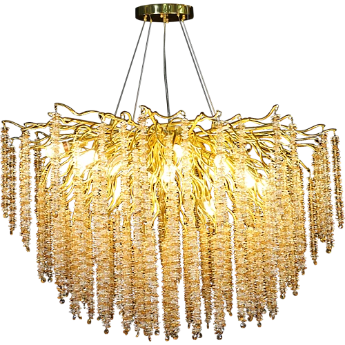 نجف مودرن 1000 ذهبي مع شفاف مع عسلي E14*15 لمبة