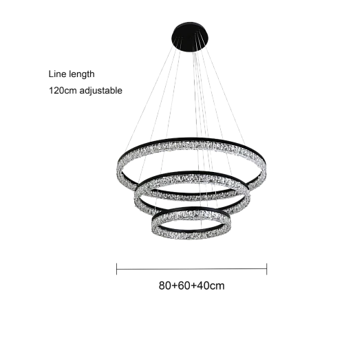 نجف مودرن قطر 40*60*80 سم اسود لون الانارة 3 اضاءات 125 واط