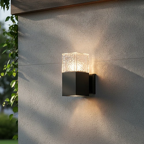 فانوس جداري مفرد اسود + شفاف E27