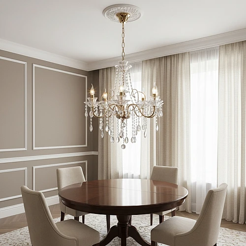 نجف مودرن شمعدان ذهبي + فضيE14*5