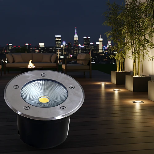 كشاف دفن أرضي غاطس مقاس 8 سم لون الانارة اصفر 5 واط