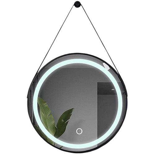 مراية دائري تعليق 60*60 فريم المنيوم اسود ليد 3 اضاءات (تُضاف رسوم الأوزان الثقيلة) + (هذا المنتج متاح داخل مدينة جدة فقط)