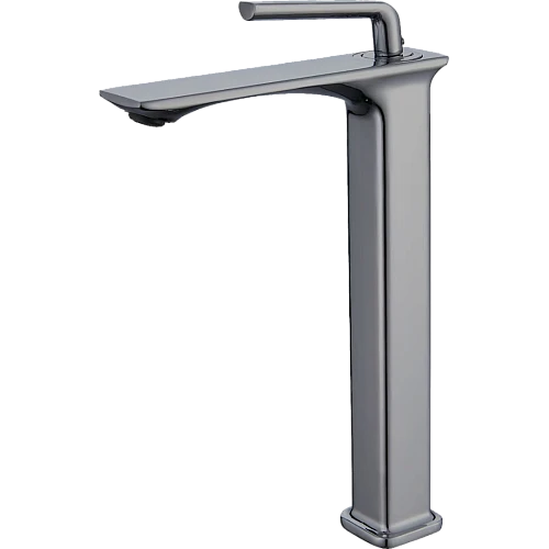 خلاط مغسلة طويل مربع راس مدور رمادي مع ليات