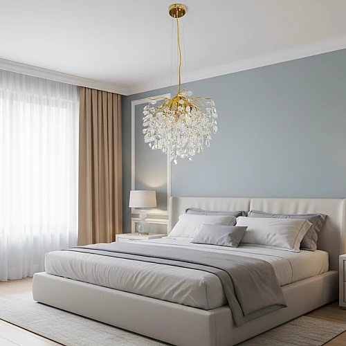 علاقي مودرن ذهبي + شفاف E14*6