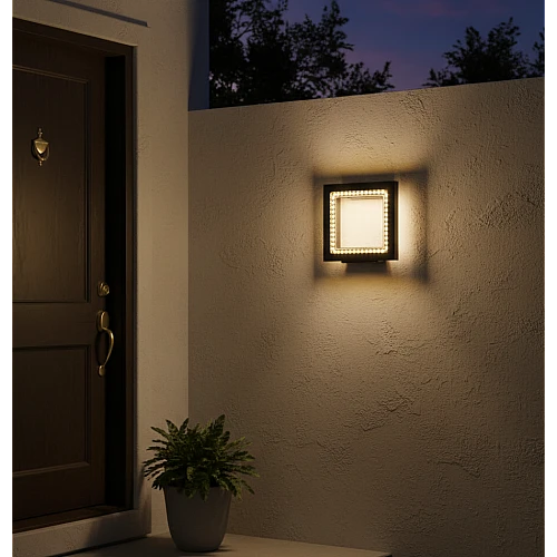 كشاف بوابة اسود لون الانارة اصفر 6 واط