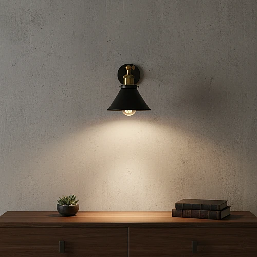 مصباح اضاءة جدارية مفرد اسود مع زيتيE27 مصباح اضاءة جدارية مفرد اسود مع زيتيE27