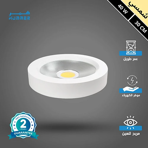 كشاف لطش COB لون الانارة شمسي كريمي 30 سم 40 واط