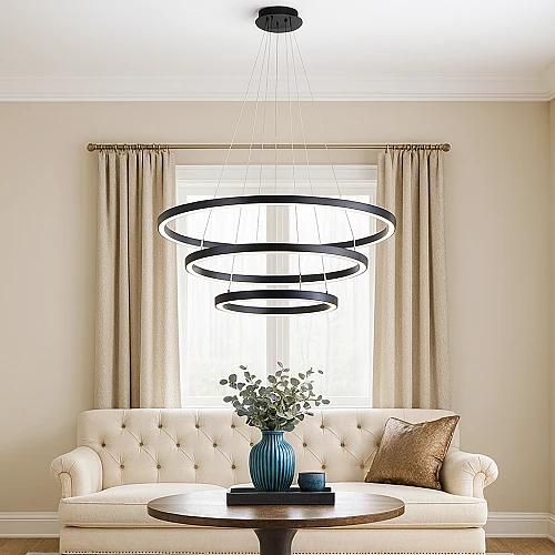 نجف مودرن اسود لون الانارة اصفر 400*600*800 75 واط