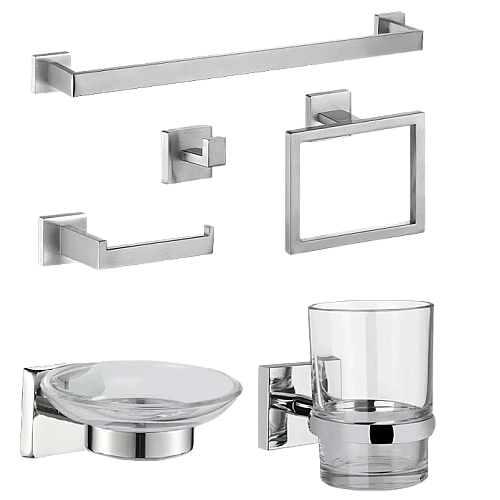 طقم اكسسوار مربع ستانلس ستيل 304 كروم