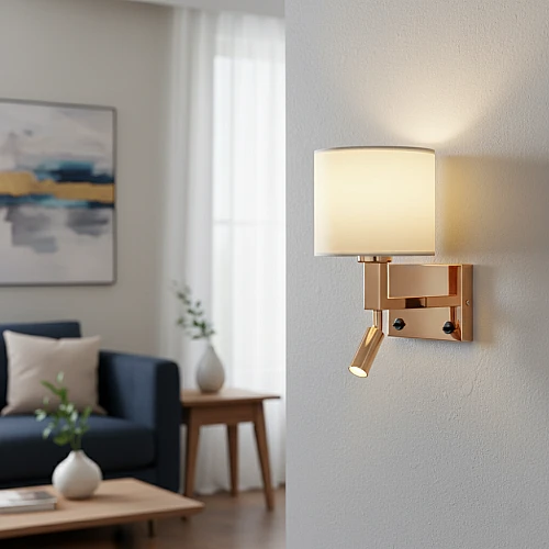 إضاءة أبليك حائط ذهبي لون الانارة اصفر مع قاعدة لمبات تركيب E14*1 إضاءة أبليك حائط ذهبي لون الانارة اصفر مع قاعدة لمبات تركيب E14*1