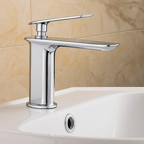 خلاط مغسلة قصير كروم مع ليات