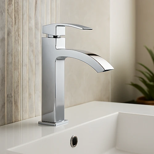 خلاط مغسلة طويل شلال كروم مع ليات