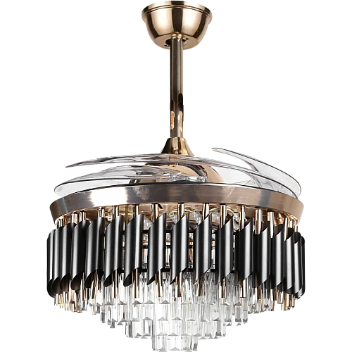 نجف مروحة اسود + ذهبي لون الانارة 3 اضاءات 75 واط مقاس 500 ملم