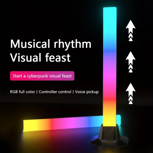  صورة منتج مصباح طاولة غطاء اسود لون انارة RGB مزدوج ثنائي تحكم عن بعد + حساس صوت موديل HU2339/2/BK+RGB