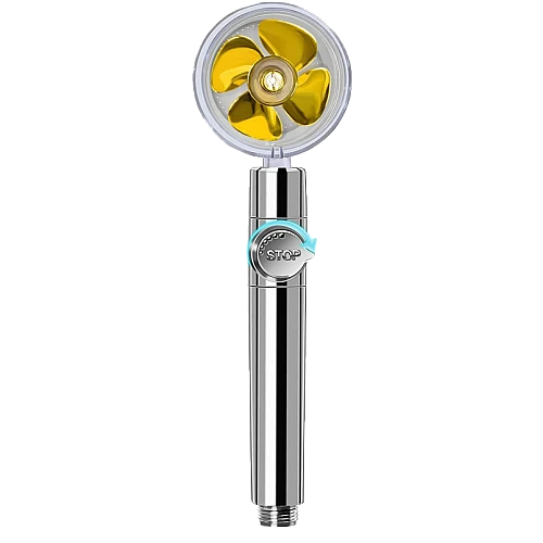 سماعة رأس دش توربيني لضغط ماء فائق وتوفير المياه فضي + ذهبي