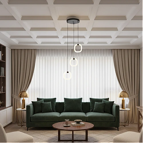 نجف مودرن اسود لون الانارة اصفر 15 واط ثلاثي