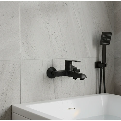 خلاط دش نحاس زنك مدور مع طقم سماعة اسود