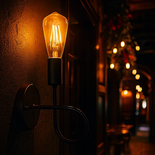 إضاءة أبليك حائط مودرن أسود بقاعدة E27 – تصميم أنيق لإضاءة ديكورية كلاسيكية