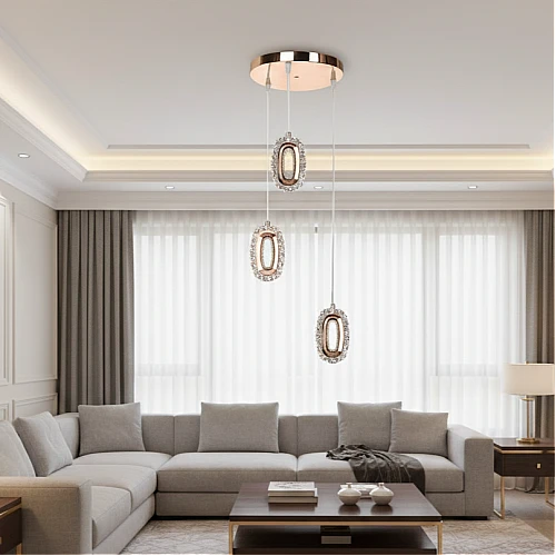 نجف مودرن ذهبي نيكل كروم لون الانارة 3 اضاءات 12 واط ثلاثي