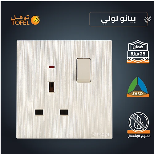 فيش ثلاثي مع مفتاح 13 امبير لون بيانو لولي